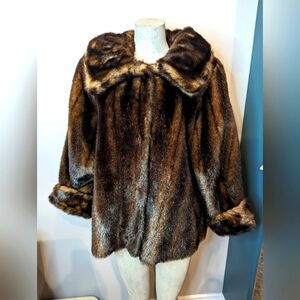 Dennis Basso mint condition,rare vintage, Faux Fur cropped mink Coat, Size Small